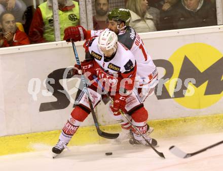 EBEL. Eishockey Bundesliga. KAC gegen 	HCB Suedtirol Alperia. Thomas Koch, (KAC), Travis Oleksuk (Bozen). Klagenfurt, am 16.12.2016.
Foto: Kuess

---
pressefotos, pressefotografie, kuess, qs, qspictures, sport, bild, bilder, bilddatenbank