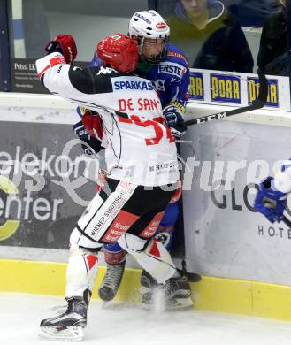 EBEL. Eishockey Bundesliga. VSV gegen	HC TWK Innsbruck, Die Haie. Stefan Steurer,  (VSV), Jason Desantis (Innsbruck). Villach, am 16.12.2016.
Foto: Kuess

---
pressefotos, pressefotografie, kuess, qs, qspictures, sport, bild, bilder, bilddatenbank