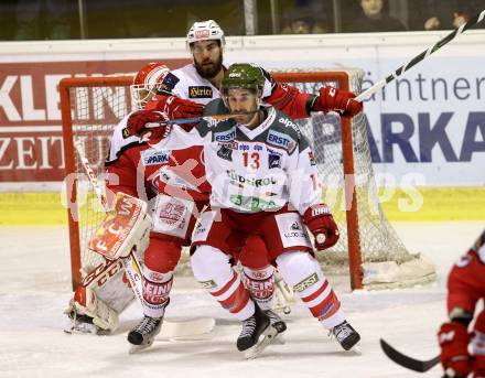 EBEL. Eishockey Bundesliga. KAC gegen 	HCB Suedtirol Alperia. Martin Schumnig,  (KAC), Travis Oleksuk (Bozen). Klagenfurt, am 16.12.2016.
Foto: Kuess

---
pressefotos, pressefotografie, kuess, qs, qspictures, sport, bild, bilder, bilddatenbank