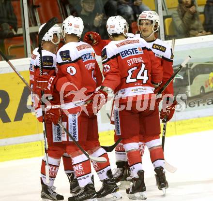 EBEL. Eishockey Bundesliga. KAC gegen 	HCB Suedtirol Alperia. Torjubel  (KAC). Klagenfurt, am 16.12.2016.
Foto: Kuess

---
pressefotos, pressefotografie, kuess, qs, qspictures, sport, bild, bilder, bilddatenbank