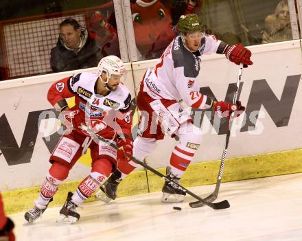 EBEL. Eishockey Bundesliga. KAC gegen 	HCB Suedtirol Alperia. Steven Strong,  (KAC), Clark Seymour (Bozen). Klagenfurt, am 16.12.2016.
Foto: Kuess

---
pressefotos, pressefotografie, kuess, qs, qspictures, sport, bild, bilder, bilddatenbank