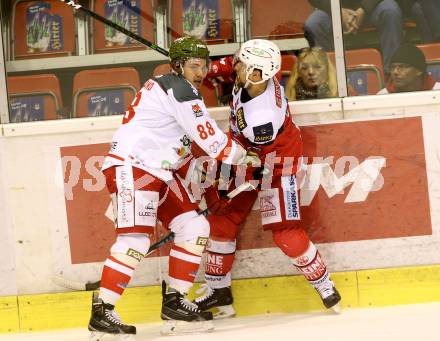 EBEL. Eishockey Bundesliga. KAC gegen 	HCB Suedtirol Alperia. Mitja Robar,  (KAC), Marc Olivier Vallerand (Bozen). Klagenfurt, am 16.12.2016.
Foto: Kuess

---
pressefotos, pressefotografie, kuess, qs, qspictures, sport, bild, bilder, bilddatenbank