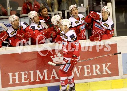 EBEL. Eishockey Bundesliga. KAC gegen 	HCB Suedtirol Alperia. Torjubel Jamie Lundmark (KAC). Klagenfurt, am 16.12.2016.
Foto: Kuess

---
pressefotos, pressefotografie, kuess, qs, qspictures, sport, bild, bilder, bilddatenbank