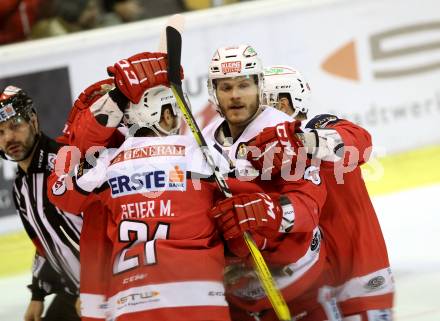 EBEL. Eishockey Bundesliga. KAC gegen 	HCB Suedtirol Alperia. Torjubel (KAC). Klagenfurt, am 16.12.2016.
Foto: Kuess

---
pressefotos, pressefotografie, kuess, qs, qspictures, sport, bild, bilder, bilddatenbank