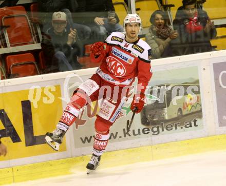 EBEL. Eishockey Bundesliga. KAC gegen 	HCB Suedtirol Alperia. Torjubel  Mark Hurtubise,  (KAC). Klagenfurt, am 16.12.2016.
Foto: Kuess

---
pressefotos, pressefotografie, kuess, qs, qspictures, sport, bild, bilder, bilddatenbank