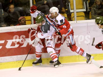 EBEL. Eishockey Bundesliga. KAC gegen 	HCB Suedtirol Alperia. Mark Popovic,  (KAC), Travis Oleksuk (Bozen). Klagenfurt, am 16.12.2016.
Foto: Kuess

---
pressefotos, pressefotografie, kuess, qs, qspictures, sport, bild, bilder, bilddatenbank