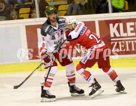 EBEL. Eishockey Bundesliga. KAC gegen 	HCB Suedtirol Alperia. Steven Strong, (KAC), Nicholas Palmieri  (Bozen). Klagenfurt, am 16.12.2016.
Foto: Kuess

---
pressefotos, pressefotografie, kuess, qs, qspictures, sport, bild, bilder, bilddatenbank