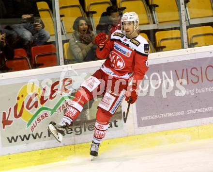 EBEL. Eishockey Bundesliga. KAC gegen 	HCB Suedtirol Alperia. Torjubel  Mark Hurtubise, (KAC). Klagenfurt, am 16.12.2016.
Foto: Kuess

---
pressefotos, pressefotografie, kuess, qs, qspictures, sport, bild, bilder, bilddatenbank