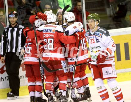 EBEL. Eishockey Bundesliga. KAC gegen 	HCB Suedtirol Alperia. Torjubel (KAC). Klagenfurt, am 16.12.2016.
Foto: Kuess

---
pressefotos, pressefotografie, kuess, qs, qspictures, sport, bild, bilder, bilddatenbank