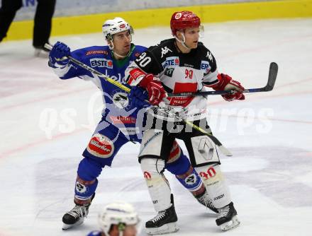 EBEL. Eishockey Bundesliga. VSV gegen	HC TWK Innsbruck, Die Haie. Eric HUnter, (VSV), Mario Lamoureux  (Innsbruck). Villach, am 16.12.2016.
Foto: Kuess

---
pressefotos, pressefotografie, kuess, qs, qspictures, sport, bild, bilder, bilddatenbank