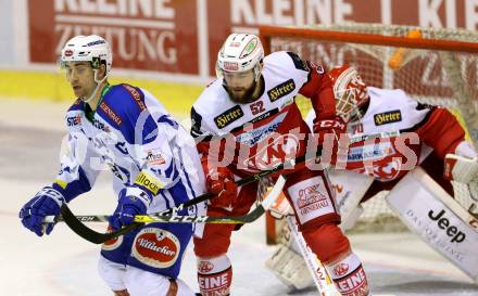 EBEL. Eishockey Bundesliga. KAC gegen 	VSV. Christoph Duller, (KAC), Eric Hunter (VSV). Klagenfurt, am 18.12.2016.
Foto: Kuess

---
pressefotos, pressefotografie, kuess, qs, qspictures, sport, bild, bilder, bilddatenbank