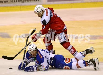 EBEL. Eishockey Bundesliga. KAC gegen 	VSV. Thomas Koch, (KAC), Kevin Wehrs (VSV). Klagenfurt, am 18.12.2016.
Foto: Kuess

---
pressefotos, pressefotografie, kuess, qs, qspictures, sport, bild, bilder, bilddatenbank