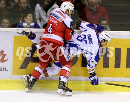 EBEL. Eishockey Bundesliga. KAC gegen 	VSV. Mark Popovic, (KAC), Jan Urbas  (VSV). Klagenfurt, am 18.12.2016.
Foto: Kuess

---
pressefotos, pressefotografie, kuess, qs, qspictures, sport, bild, bilder, bilddatenbank