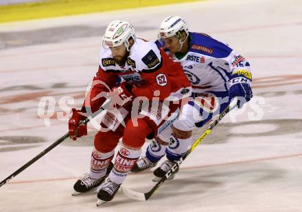 EBEL. Eishockey Bundesliga. KAC gegen 	VSV. Christoph Duller,  (KAC), Daniel Nageler (VSV). Klagenfurt, am 18.12.2016.
Foto: Kuess

---
pressefotos, pressefotografie, kuess, qs, qspictures, sport, bild, bilder, bilddatenbank