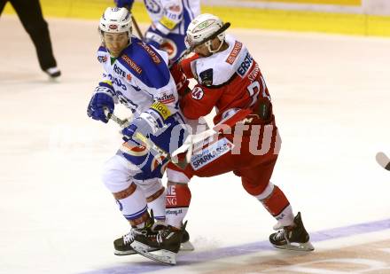 EBEL. Eishockey Bundesliga. KAC gegen 	VSV. Steven Strong, (KAC), Eric Hunter (VSV). Klagenfurt, am 18.12.2016.
Foto: Kuess

---
pressefotos, pressefotografie, kuess, qs, qspictures, sport, bild, bilder, bilddatenbank