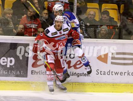 EBEL. Eishockey Bundesliga. KAC gegen 	VSV. Stefan Geier,  (KAC), Florian Muehlstein (VSV). Klagenfurt, am 18.12.2016.
Foto: Kuess

---
pressefotos, pressefotografie, kuess, qs, qspictures, sport, bild, bilder, bilddatenbank