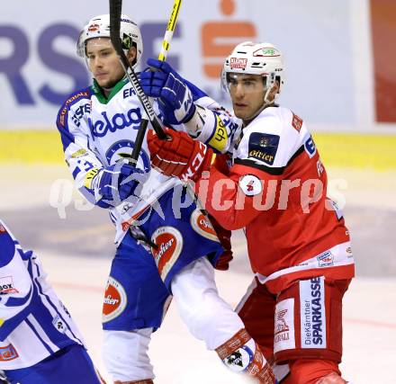 EBEL. Eishockey Bundesliga. KAC gegen 	VSV. Mark Popovic, (KAC), Patrick Platzer (VSV). Klagenfurt, am 18.12.2016.
Foto: Kuess

---
pressefotos, pressefotografie, kuess, qs, qspictures, sport, bild, bilder, bilddatenbank