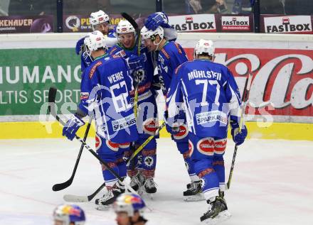 EBEL. Eishockey Bundesliga. VSV gegen	EC Red Bull Salzburg	. Torjubel Nico Brunner, Daniel Nageler, Kevin Wehrs, Florian Muehlstein (VSV). Villach, am 20.12.2016.
Foto: Kuess

---
pressefotos, pressefotografie, kuess, qs, qspictures, sport, bild, bilder, bilddatenbank