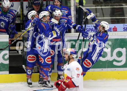 EBEL. Eishockey Bundesliga. VSV gegen	EC Red Bull Salzburg	. Torjubel Jan Urbas, Nico Brunner, Dustin Johner, Corey Locke (VSV). Villach, am 20.12.2016.
Foto: Kuess

---
pressefotos, pressefotografie, kuess, qs, qspictures, sport, bild, bilder, bilddatenbank