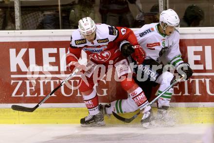 EBEL. Eishockey Bundesliga. KAC gegen 	HDD Olimpija Ljubljana. Mark Popovic, (KAC), Aljaz Chvatal (Laibach). Klagenfurt, am 23.12.2016.
Foto: Kuess

---
pressefotos, pressefotografie, kuess, qs, qspictures, sport, bild, bilder, bilddatenbank