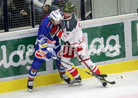 EBEL. Eishockey Bundesliga. VSV gegen	HCB Suedtirol Alperia. Eric Hunter,  (VSV), Alexander Egger (Bozen). Villach, am 26.12.2016.
Foto: Kuess

---
pressefotos, pressefotografie, kuess, qs, qspictures, sport, bild, bilder, bilddatenbank