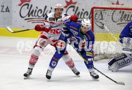 EBEL. Eishockey Bundesliga. VSV gegen	KAC. Florian Muehlstein,  (VSV), Jamie Lundmark (KAC). Villach, am 28.12.2016.
Foto: Kuess

---
pressefotos, pressefotografie, kuess, qs, qspictures, sport, bild, bilder, bilddatenbank