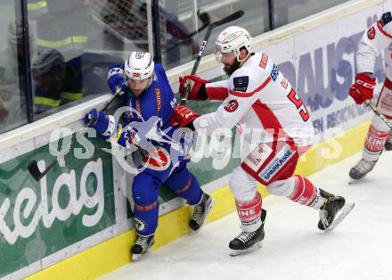 EBEL. Eishockey Bundesliga. VSV gegen	KAC. Evan McGrath, (VSV), Christoph Duller (KAC). Villach, am 28.12.2016.
Foto: Kuess

---
pressefotos, pressefotografie, kuess, qs, qspictures, sport, bild, bilder, bilddatenbank