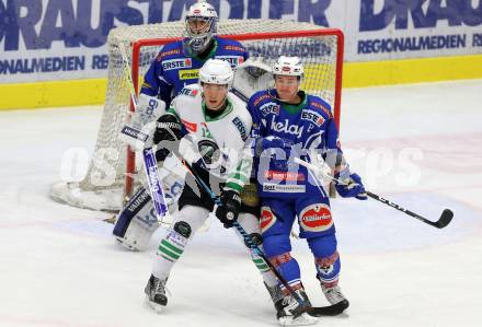 EBEL. Eishockey Bundesliga. VSV gegen	HDD Olimpija Ljubljana.  Kevin Wehrs, Olivier Roy, (VSV), Gilbert Gabor (Laibach). Villach, am 30.12.2016.
Foto: Kuess

---
pressefotos, pressefotografie, kuess, qs, qspictures, sport, bild, bilder, bilddatenbank