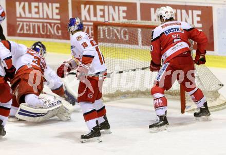 EBEL. Eishockey Bundesliga. KAC gegen 	EC Red Bull Salzburg. Matthew Neal, (KAC), Luka Gracnar, Ryan Duncan  (Salzburg). Klagenfurt, am 3.1.2017.
Foto: Kuess

---
pressefotos, pressefotografie, kuess, qs, qspictures, sport, bild, bilder, bilddatenbank