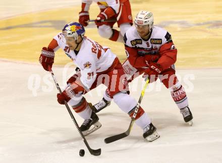 EBEL. Eishockey Bundesliga. KAC gegen 	EC Red Bull Salzburg. Matthew Neal,  (KAC), Bobby Raymond (Salzburg). Klagenfurt, am 3.1.2017.
Foto: Kuess

---
pressefotos, pressefotografie, kuess, qs, qspictures, sport, bild, bilder, bilddatenbank