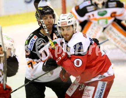 EBEL. Eishockey Bundesliga. KAC gegen 	Moser Medical Graz99ers. Matthew Neal, (KAC), Kurtis McLean (Graz). Klagenfurt, am 6.1.2017.
Foto: Kuess

---
pressefotos, pressefotografie, kuess, qs, qspictures, sport, bild, bilder, bilddatenbank