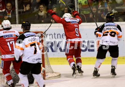 EBEL. Eishockey Bundesliga. KAC gegen 	Moser Medical Graz99ers. Torjubel Matthew Neal (KAC). Klagenfurt, am 6.1.2017.
Foto: Kuess

---
pressefotos, pressefotografie, kuess, qs, qspictures, sport, bild, bilder, bilddatenbank