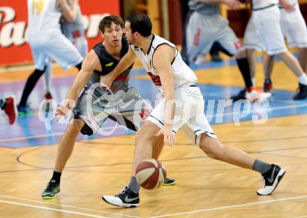 Basketball 2. Bundesliga. GD 12. Runde. Woerthersee Piraten gegen Raiders Villach. Milos Mickovic,  (Piraten), Simon Finzgar (Raiders). Klagenfurt, am 7.1.2017.
Foto: Kuess
---
pressefotos, pressefotografie, kuess, qs, qspictures, sport, bild, bilder, bilddatenbank