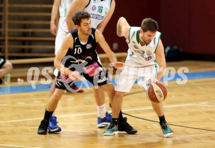 Basketball 2. Bundesliga. GD 12. Runde. KOS Celovec gegen Mattersburg Rocks. Christian Erschen, (KOS Celovec),  Jan Nicoli (Mattersburg). Klagenfurt, am 8.1.2017.
Foto: Kuess
---
pressefotos, pressefotografie, kuess, qs, qspictures, sport, bild, bilder, bilddatenbank