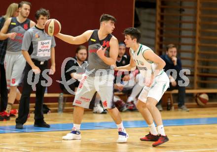 Basketball 2. Bundesliga. GD 13. Runde. KOS Celovec gegen Villach Raiders.  Peter Papic,  (KOS Celovec), Luka Gvozden (Villach). Klagenfurt, am 14.1.2017.
Foto: Kuess
---
pressefotos, pressefotografie, kuess, qs, qspictures, sport, bild, bilder, bilddatenbank