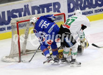 EBEL. Eishockey Bundesliga. VSV gegen	HDD Olimpija Ljubljana. Jan Urbas (VSV), Cepon Mark (Laibach). Villach, am 20.1.2017.
Foto: Kuess

---
pressefotos, pressefotografie, kuess, qs, qspictures, sport, bild, bilder, bilddatenbank