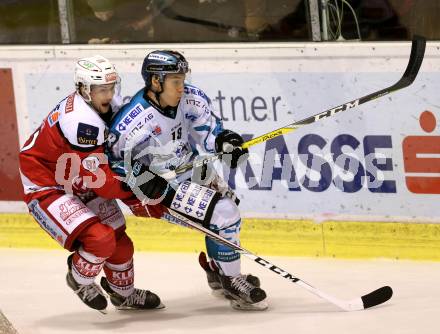 EBEL. Eishockey Bundesliga. KAC gegen 	EHC Liwest Black Wings Linz. Philipp Kreuzer, (KAC), Erik Kirchschlaeger (Linz). Klagenfurt, am 22.1.2017.
Foto: Kuess

---
pressefotos, pressefotografie, kuess, qs, qspictures, sport, bild, bilder, bilddatenbank