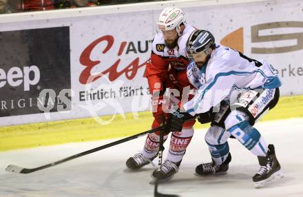 EBEL. Eishockey Bundesliga. KAC gegen 	EHC Liwest Black Wings Linz. Christoph Duller,  (KAC), Sebastien Piche (Linz). Klagenfurt, am 22.1.2017.
Foto: Kuess

---
pressefotos, pressefotografie, kuess, qs, qspictures, sport, bild, bilder, bilddatenbank