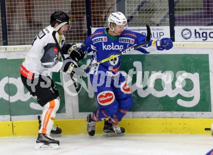 EBEL. Eishockey Bundesliga. VSV gegen	Dornbirner Eishockey Club. Dustin Johner,  (VSV), Olivier Magnan (Dornbirn). Villach, am 27.1.2017.
Foto: Kuess

---
pressefotos, pressefotografie, kuess, qs, qspictures, sport, bild, bilder, bilddatenbank