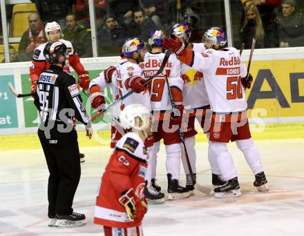 EBEL. Eishockey Bundesliga. KAC gegen 	EC Red Bull Salzburg. Torjubel  (Salzburg). Klagenfurt, am 29.1.2017.
Foto: Kuess

---
pressefotos, pressefotografie, kuess, qs, qspictures, sport, bild, bilder, bilddatenbank