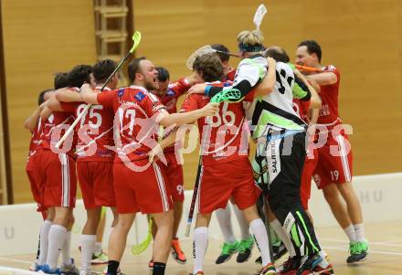 Floorball. 1. Bundesliga. VSV gegen KAC.  Jubel (KAC). Villach, am 17.9.2016.
Foto: Kuess
---
pressefotos, pressefotografie, kuess, qs, qspictures, sport, bild, bilder, bilddatenbank