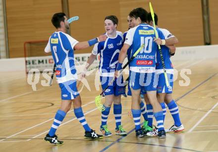 Floorball. 1. Bundesliga. VSV gegen KAC. Torjubel (VSV). Villach, am 17.9.2016.
Foto: Kuess
---
pressefotos, pressefotografie, kuess, qs, qspictures, sport, bild, bilder, bilddatenbank