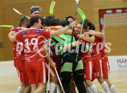 Floorball. 1. Bundesliga. VSV gegen KAC.  Jubel (KAC). Villach, am 17.9.2016.
Foto: Kuess
---
pressefotos, pressefotografie, kuess, qs, qspictures, sport, bild, bilder, bilddatenbank