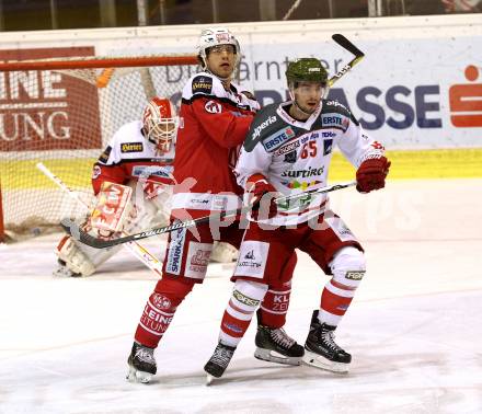 EBEL. Eishockey Bundesliga. KAC gegen 	HCB Suedtirol Alperia. Thomas Hundertpfund,  (KAC), Alexander Gellert (Bozen). Klagenfurt, am 29.1.2017.
Foto: Kuess

---
pressefotos, pressefotografie, kuess, qs, qspictures, sport, bild, bilder, bilddatenbank