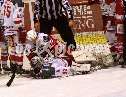 EBEL. Eishockey Bundesliga. KAC gegen 	HCB Suedtirol Alperia. Patrick Harand, (KAC), Marcel Melichercik  (Bozen). Klagenfurt, am 29.1.2017.
Foto: Kuess

---
pressefotos, pressefotografie, kuess, qs, qspictures, sport, bild, bilder, bilddatenbank