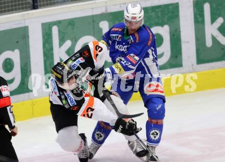 EBEL. Eishockey Bundesliga. VSV gegen	Moser Medical Graz99ers. Evan McGrath,  (VSV), Metthew Pelech (Graz). Villach, am 5.2.2017.
Foto: Kuess

---
pressefotos, pressefotografie, kuess, qs, qspictures, sport, bild, bilder, bilddatenbank