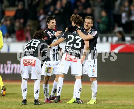 Fussball Bundesliga. RZ Pellets WAC gegen SV Guntamatic Ried. Jubel  (WAC). Wolfsberg, am 11.2.2017.
Foto: Kuess

---
pressefotos, pressefotografie, kuess, qs, qspictures, sport, bild, bilder, bilddatenbank