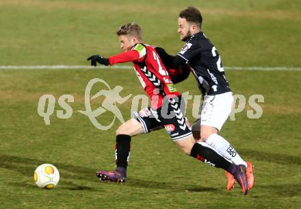 Fussball Bundesliga. RZ Pellets WAC gegen SV Guntamatic Ried. Christian Klem, (WAC), Patrick Moeschl  (Ried). Wolfsberg, am 11.2.2017.
Foto: Kuess

---
pressefotos, pressefotografie, kuess, qs, qspictures, sport, bild, bilder, bilddatenbank