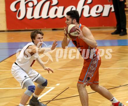 Basketball 2. Bundesliga. GD 16. Runde. Woerthersee Piraten gegen Basket2000 Vienna. Lukas Simoner  (Piraten), Aldin Avdic (Vienna). Klagenfurt, am 11.2.2017.
Foto: Kuess
---
pressefotos, pressefotografie, kuess, qs, qspictures, sport, bild, bilder, bilddatenbank