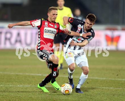 Fussball Bundesliga. RZ Pellets WAC gegen SV Guntamatic Ried. Philipp Prosenik, (WAC), Marcel Ziegl  (Ried). Wolfsberg, am 11.2.2017.
Foto: Kuess

---
pressefotos, pressefotografie, kuess, qs, qspictures, sport, bild, bilder, bilddatenbank